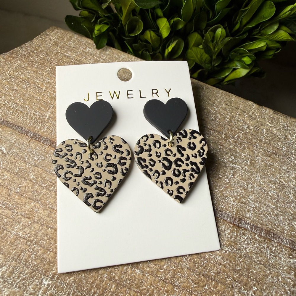 Heart Leopard Print Earrings